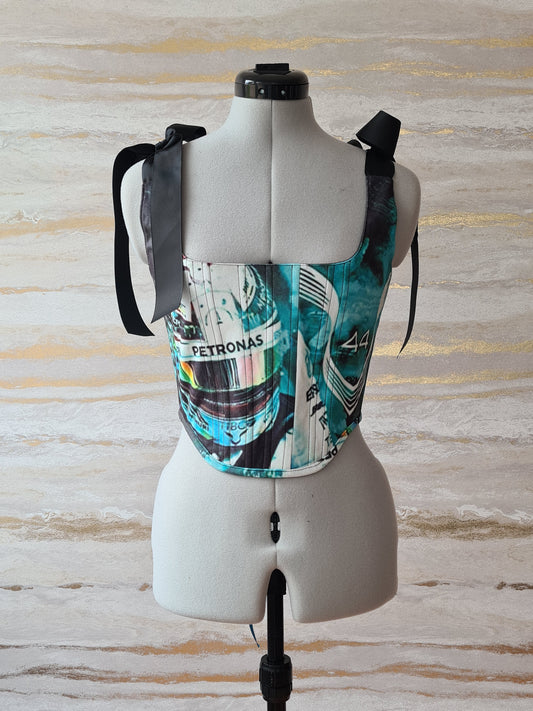 Reworked Lewis Hamilton cropped back lacing corset - XS