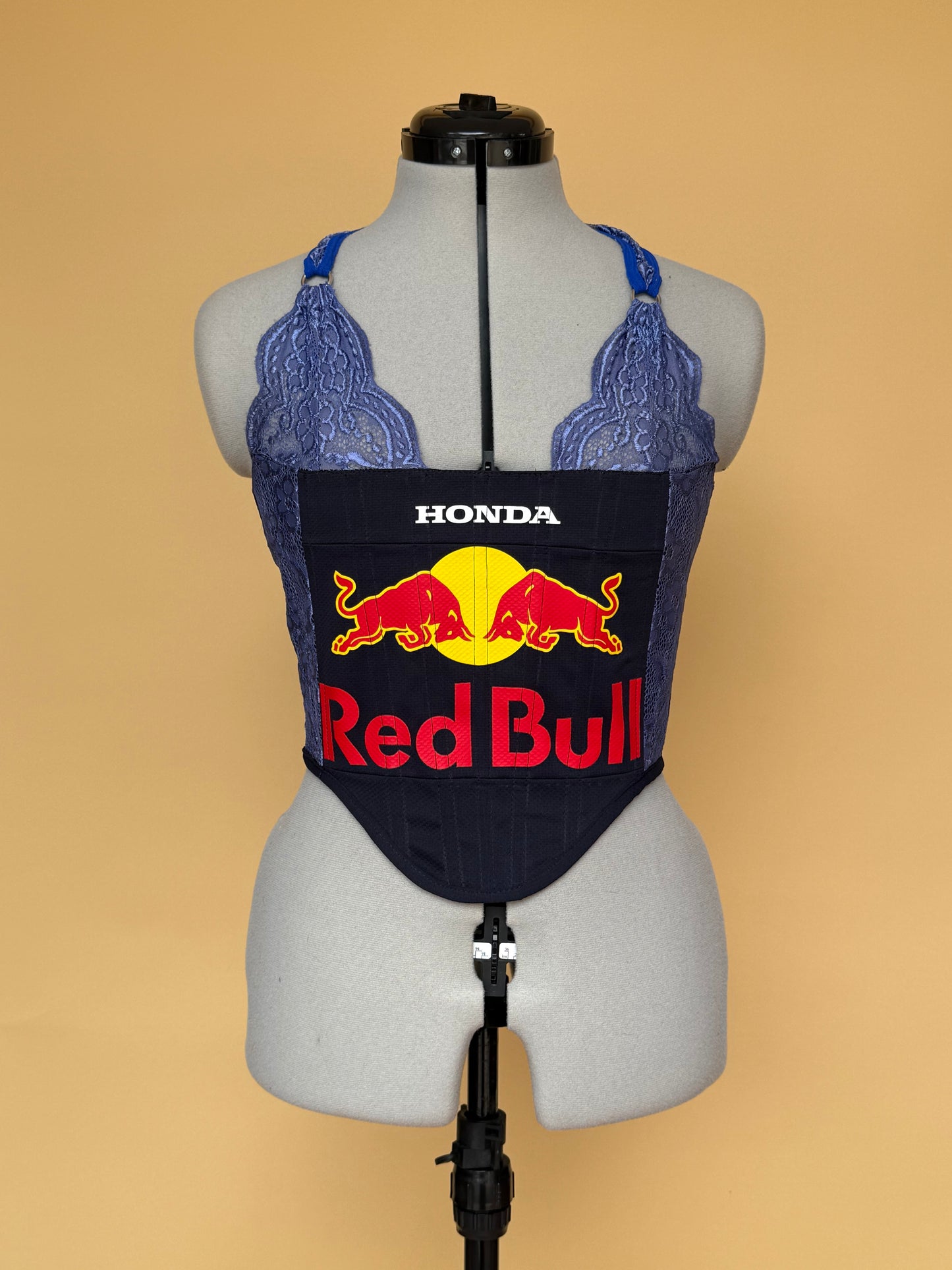 Reworked Redbull Lace Corset with Matching Shoulder Bag - S