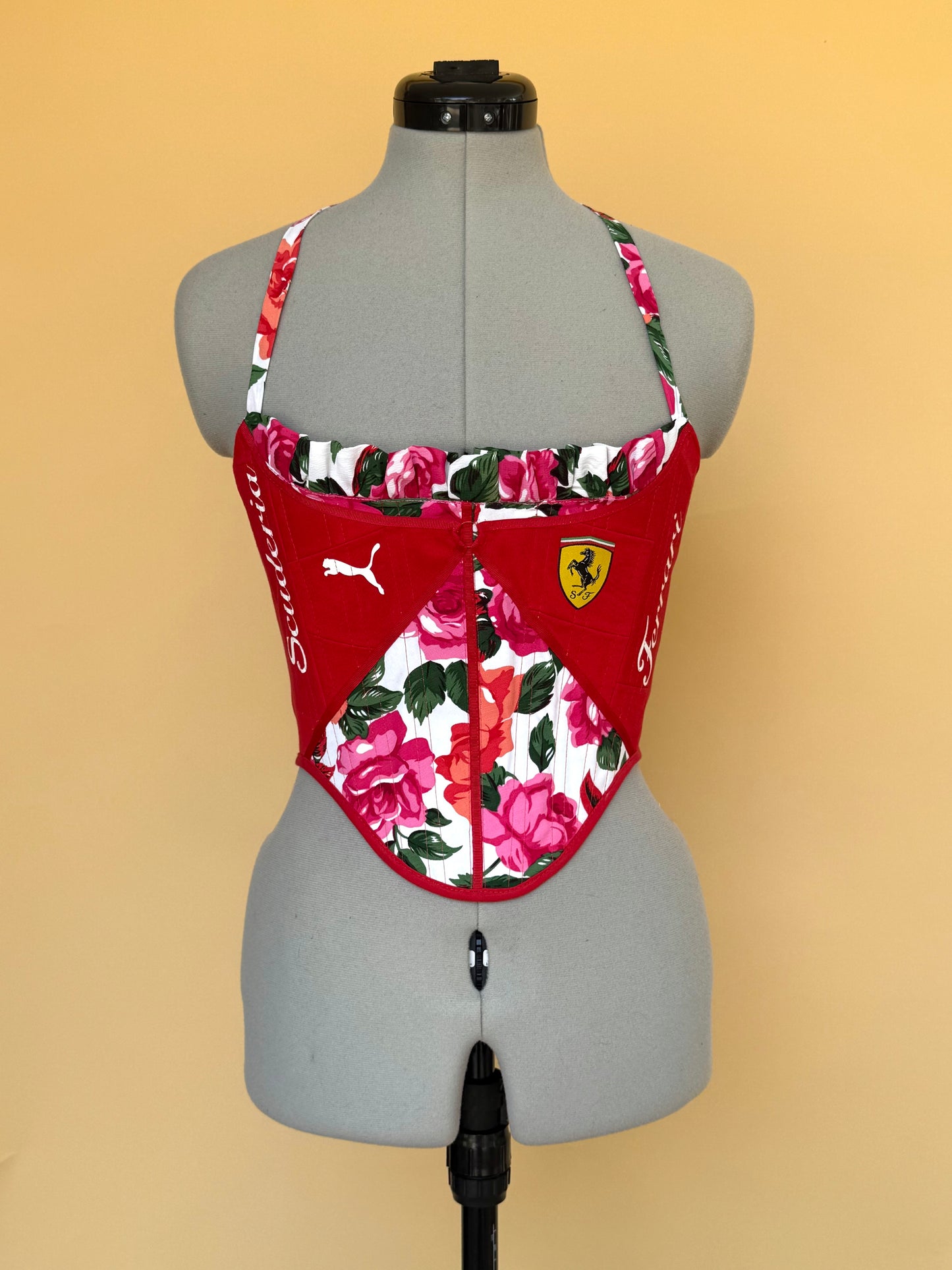 Reworked Ferrari floral ruffle corset -XXS-XS
