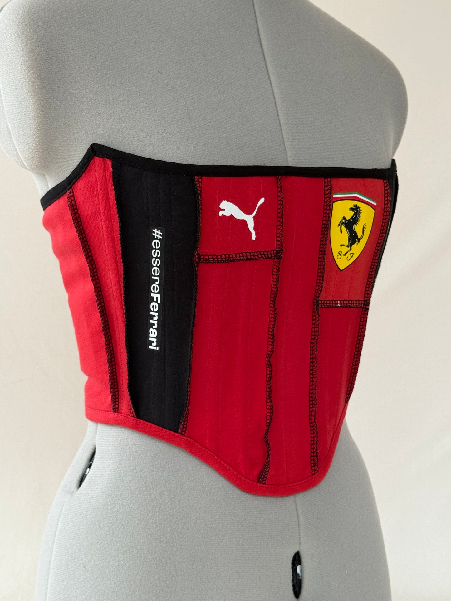 Reworked Ferrari cropped exposed seam corset - XS
