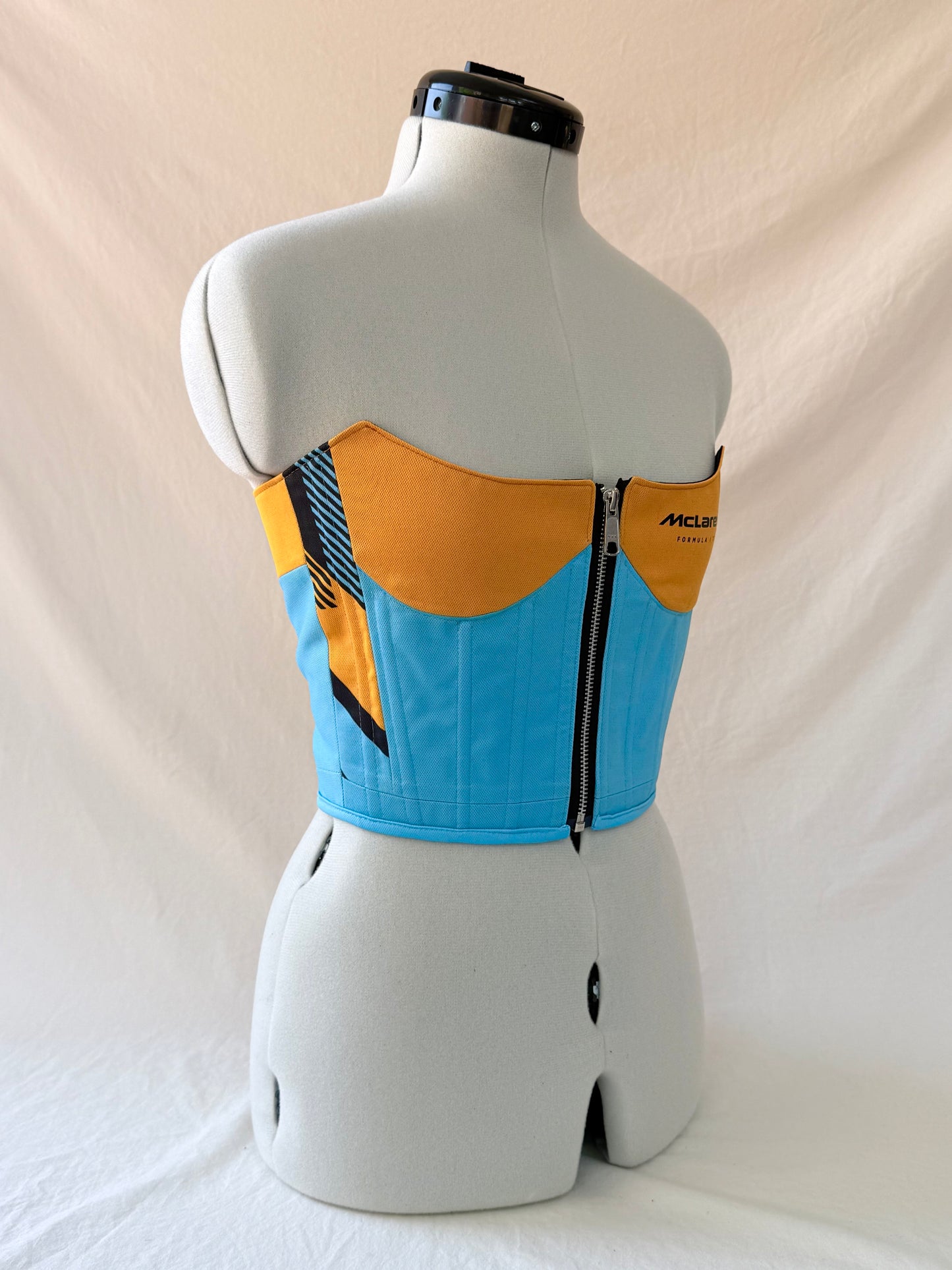 McLaren Reworked cropped back lacing corset with zip -XS
