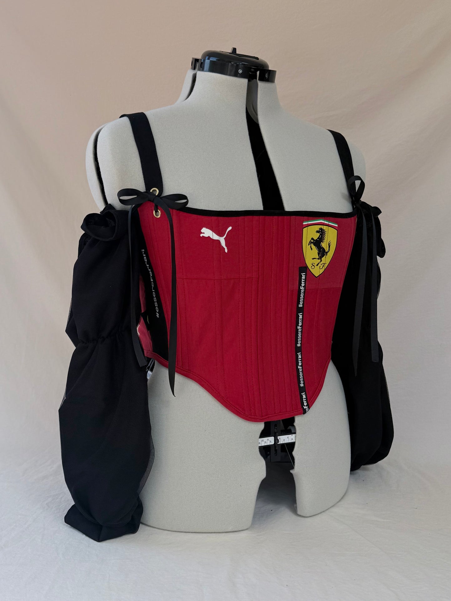 Ferrari Reworked back lacing corset with off the shoulder long sleeve - Size L