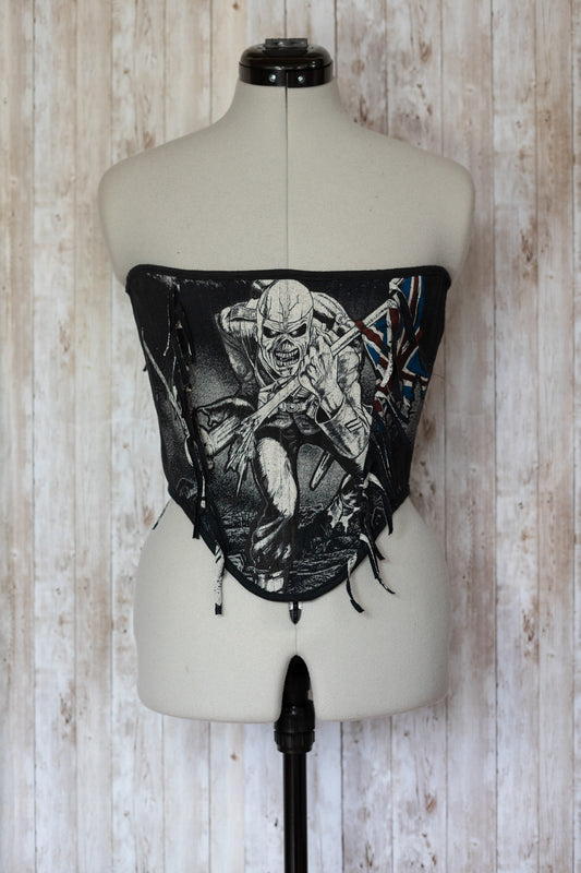 Iron Maiden reworked cropped strapless back lacing corset- XS/S