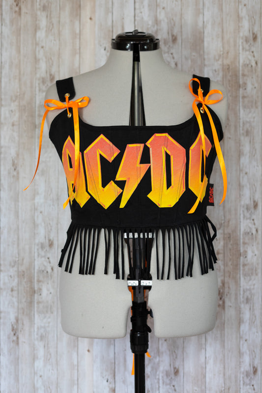 ACDC reworked cropped back lacing corset - M