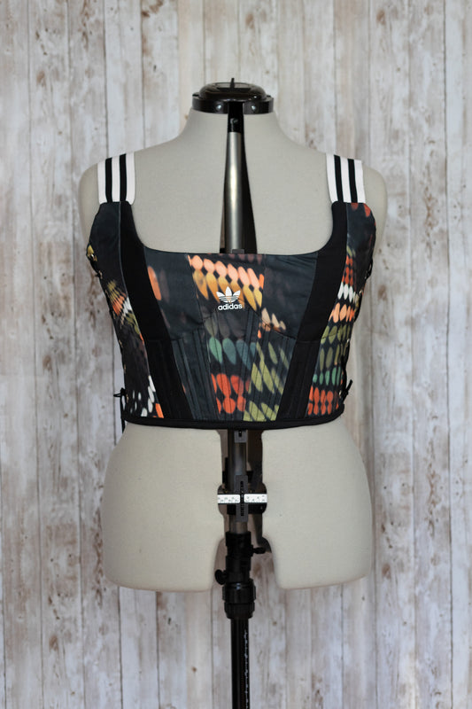 Reworked Adidas cropped side lacing corset -M/L
