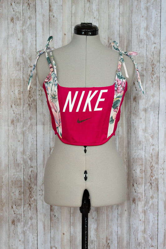 Reworked Nike floral cropped back lacing corset - XS