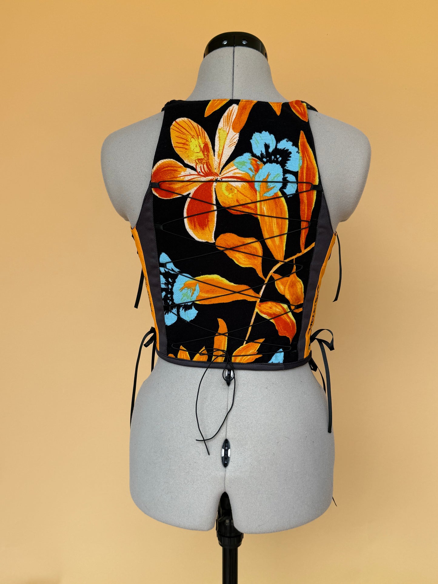Reworked McLaren floral side lacing corset -XS-S