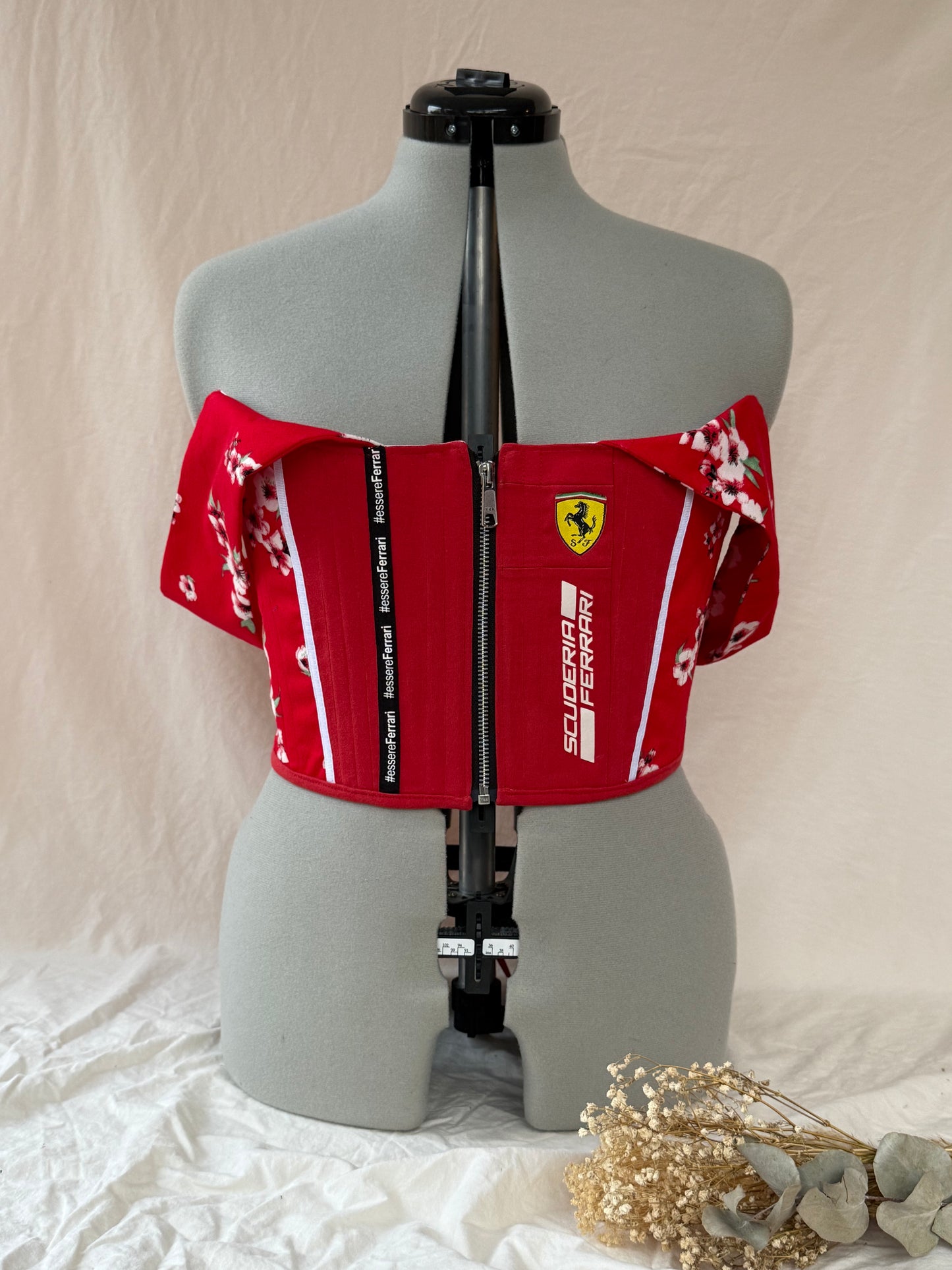 Reworked Ferrari floral off the shoulder corset - M/L