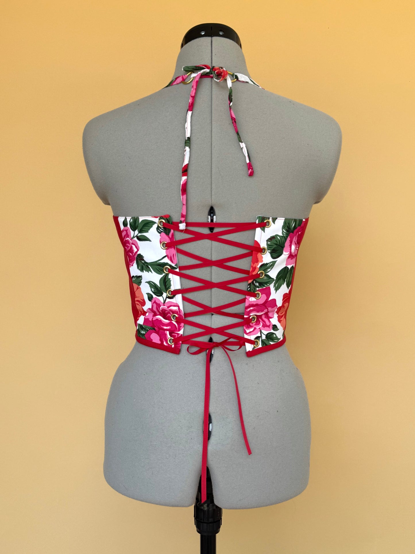 Reworked Ferrari floral ruffle corset -XXS-XS