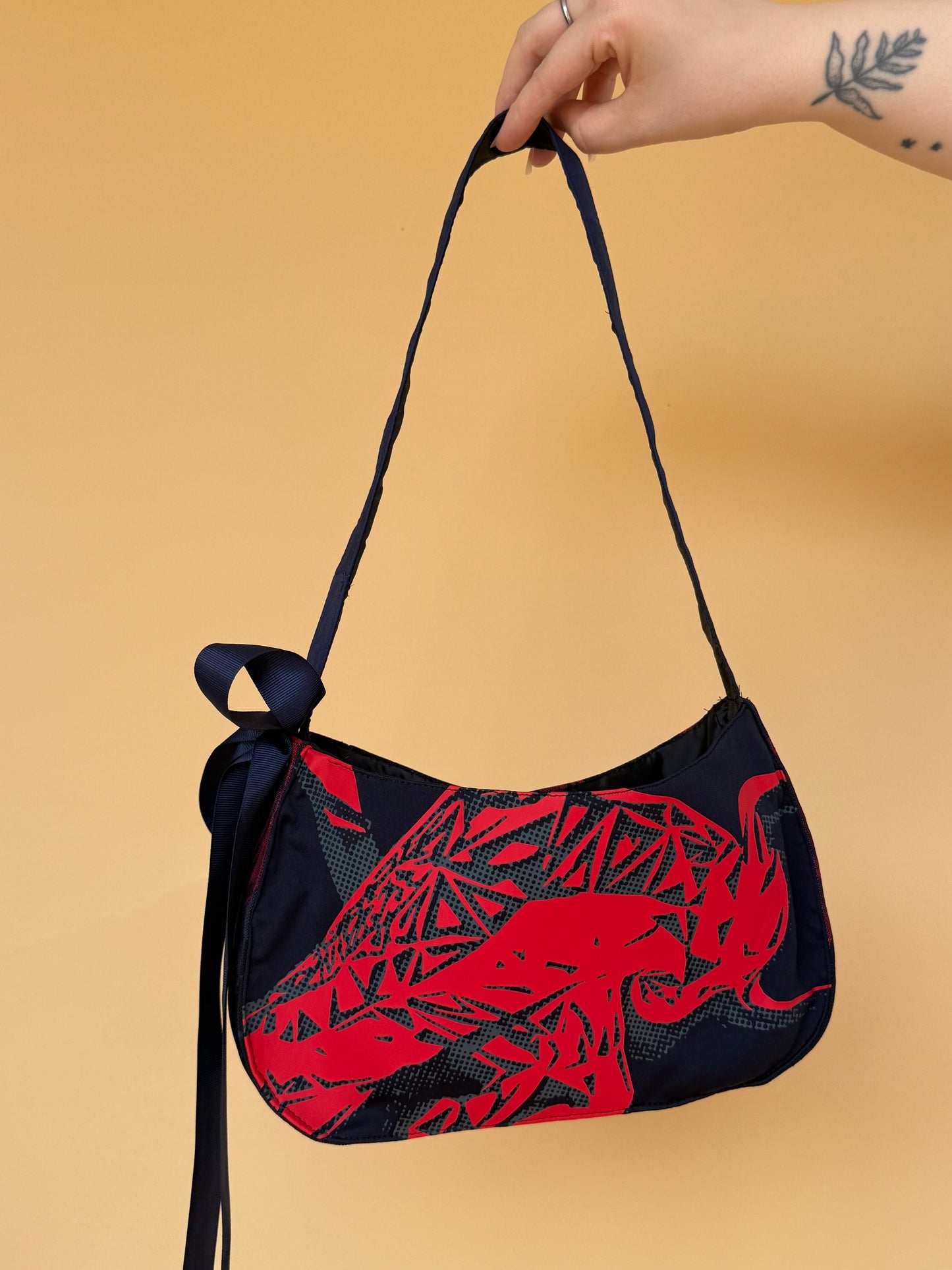 Reworked Redbull cropped back lacing corset with bag -XS