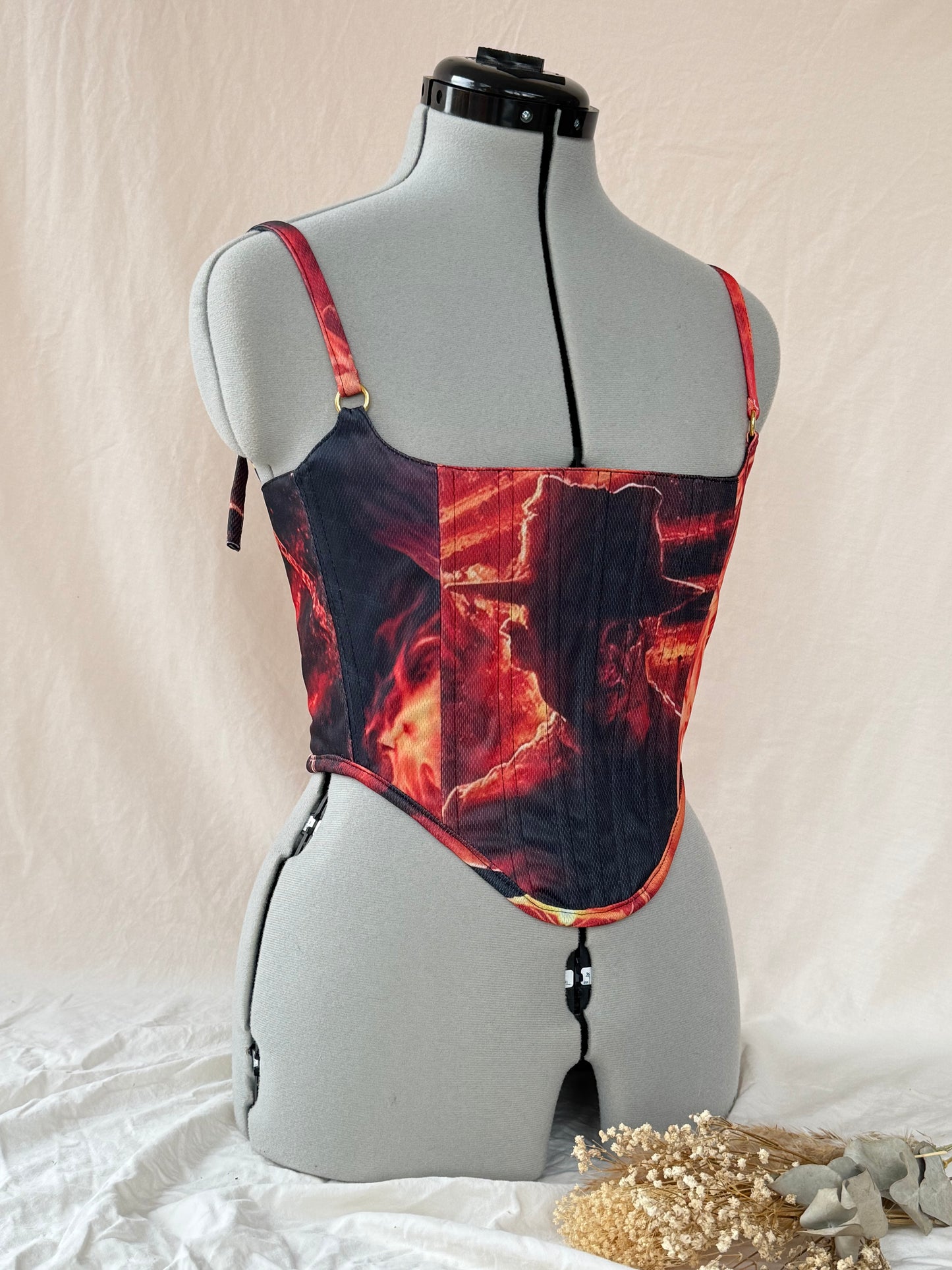 Reworked Freddy Krueger cropped back lacing corset - XS-S