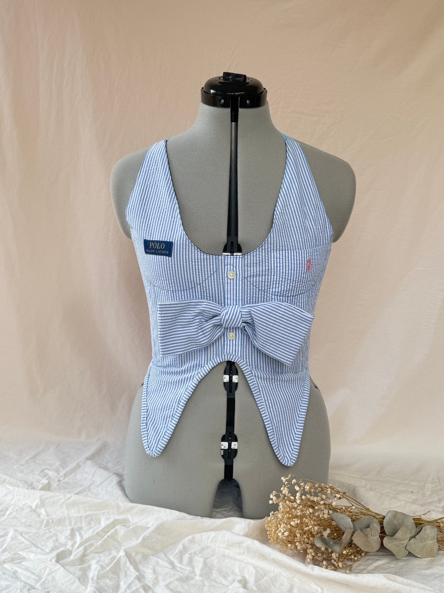 Reworked Ralph Lauren cropped waist coat back lacing corset - S