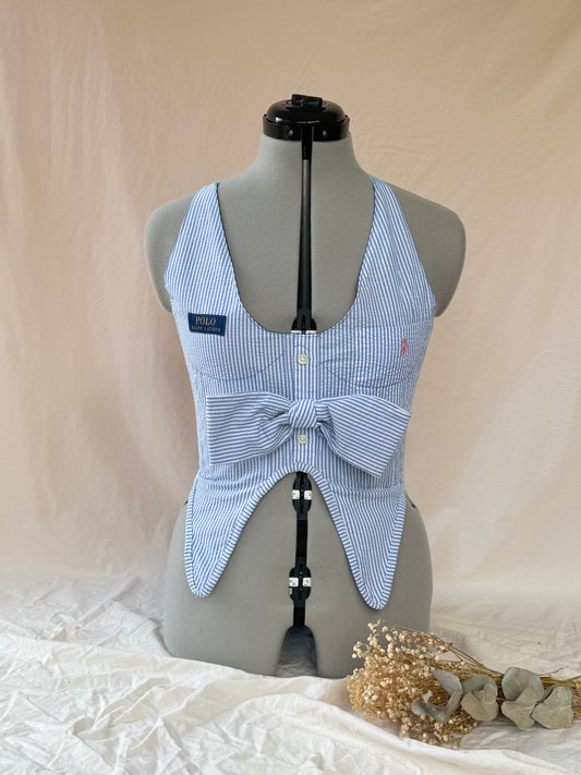 Reworked Ralph Lauren cropped waist coat back lacing corset - S