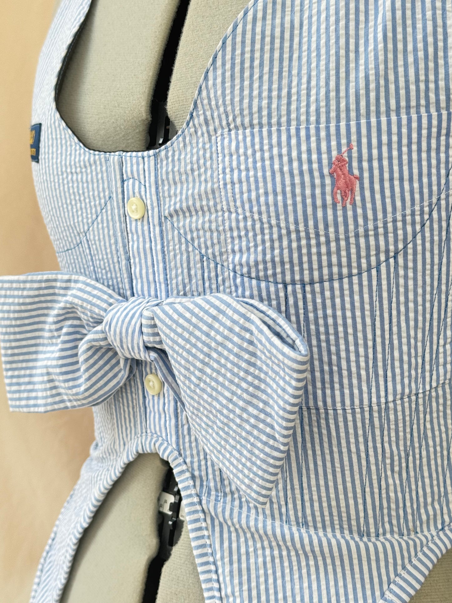 Reworked Ralph Lauren cropped waist coat back lacing corset - S