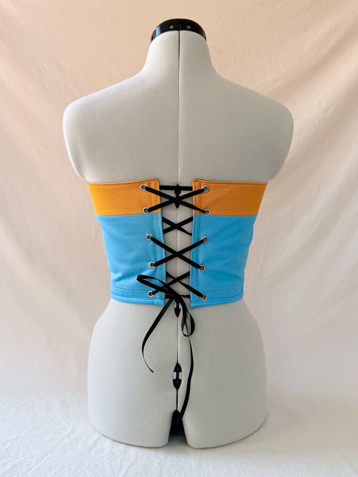 McLaren Reworked cropped back lacing corset with zip -XS