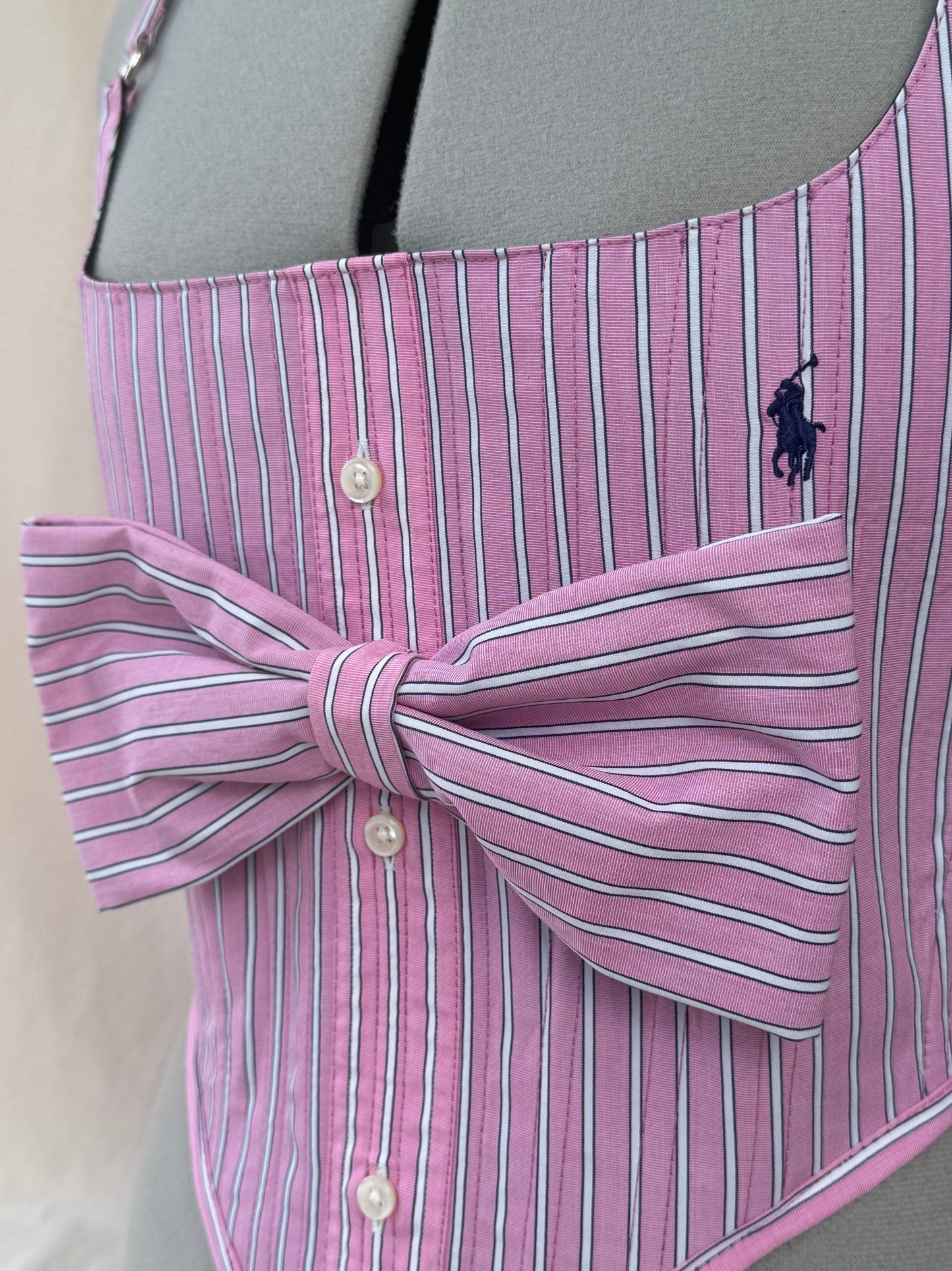 Reworked Pink Ralph Lauren cropped back lacing corset - S