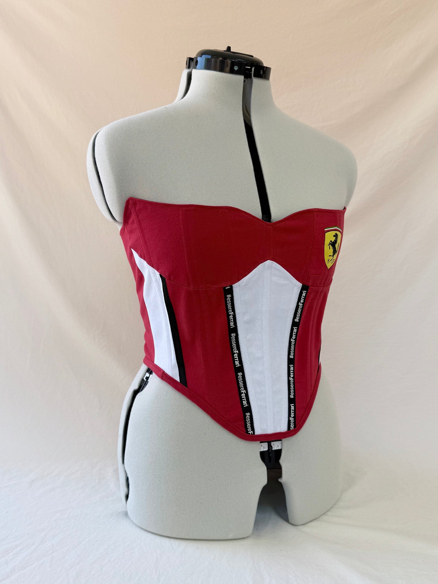 Ferrari Reworked cropped back lacing corset - S/M