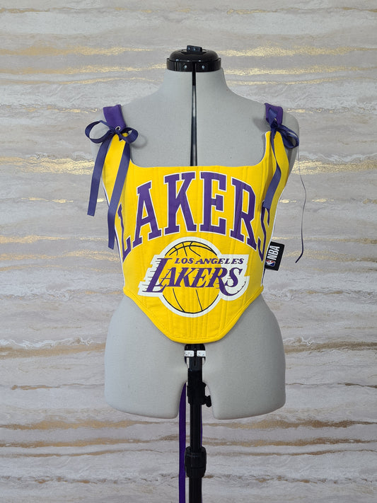 Reworked Lakers cropped corset - S/M