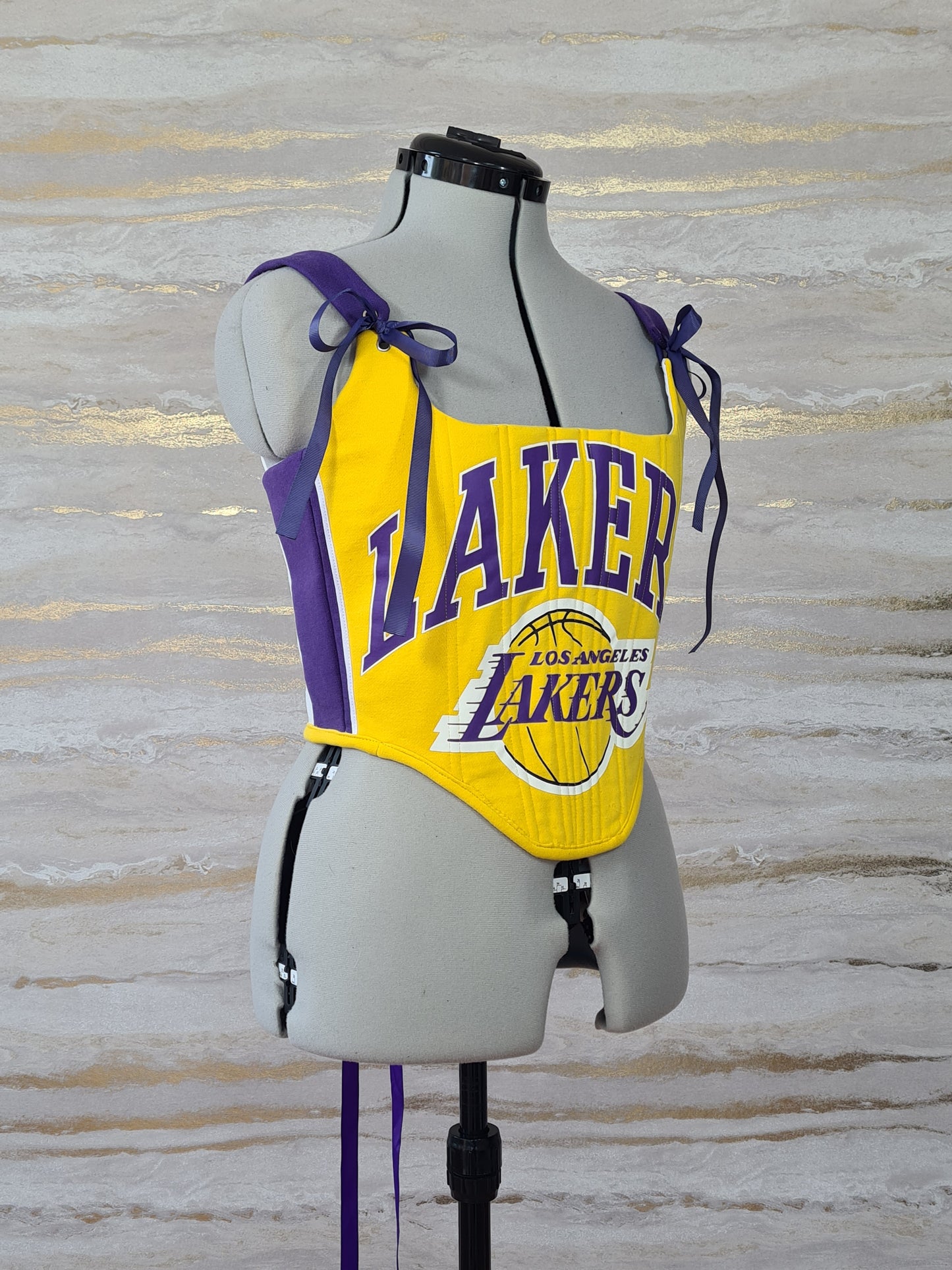 Reworked Lakers cropped corset - S/M