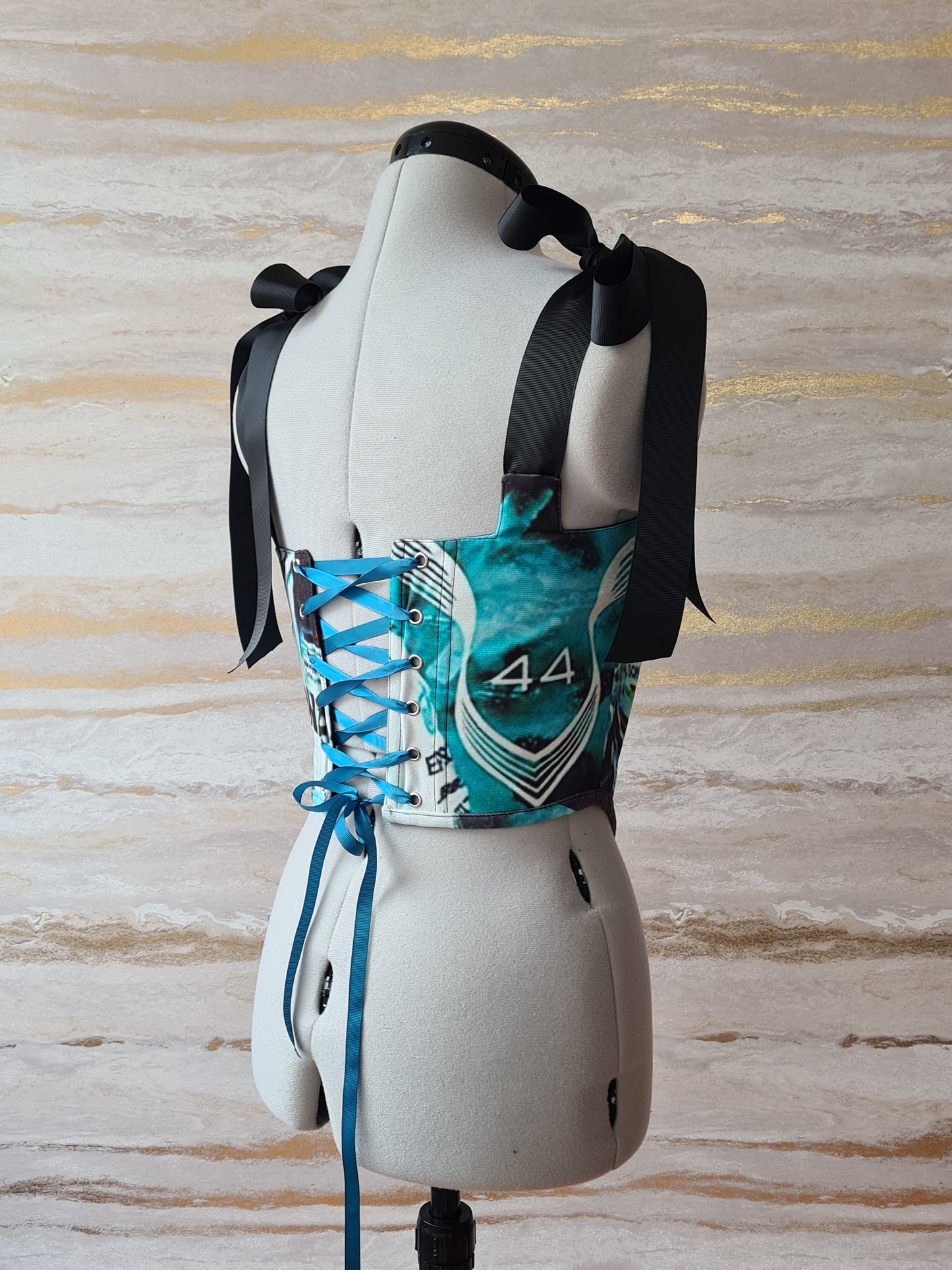 Reworked Lewis Hamilton cropped back lacing corset - XS