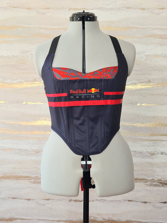 Reworked RedBull peek-a-boo back lacing corset - S