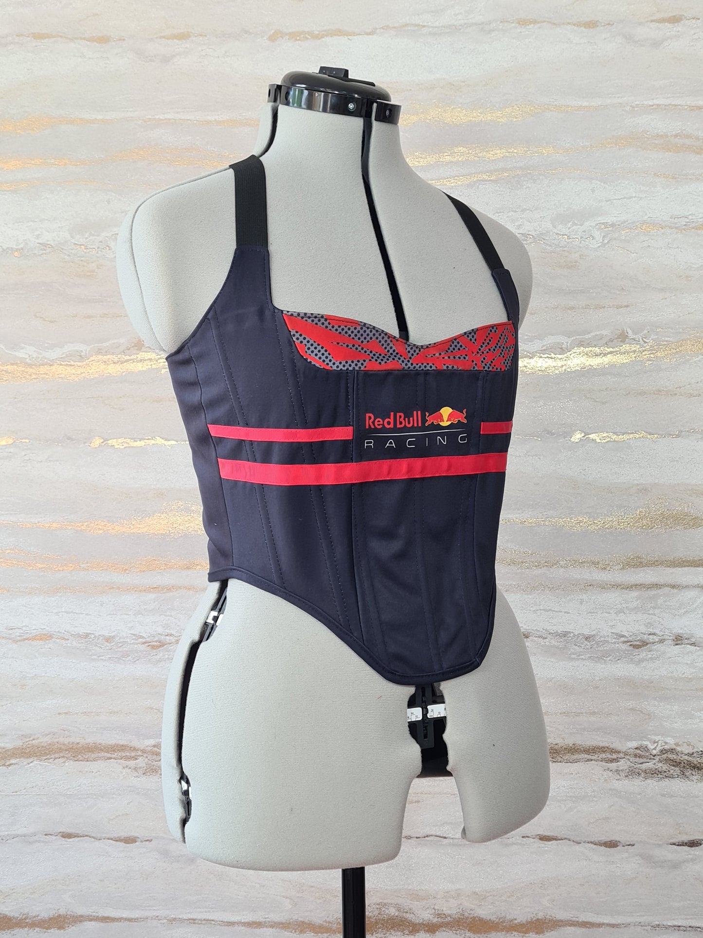 Reworked RedBull peek-a-boo back lacing corset - S