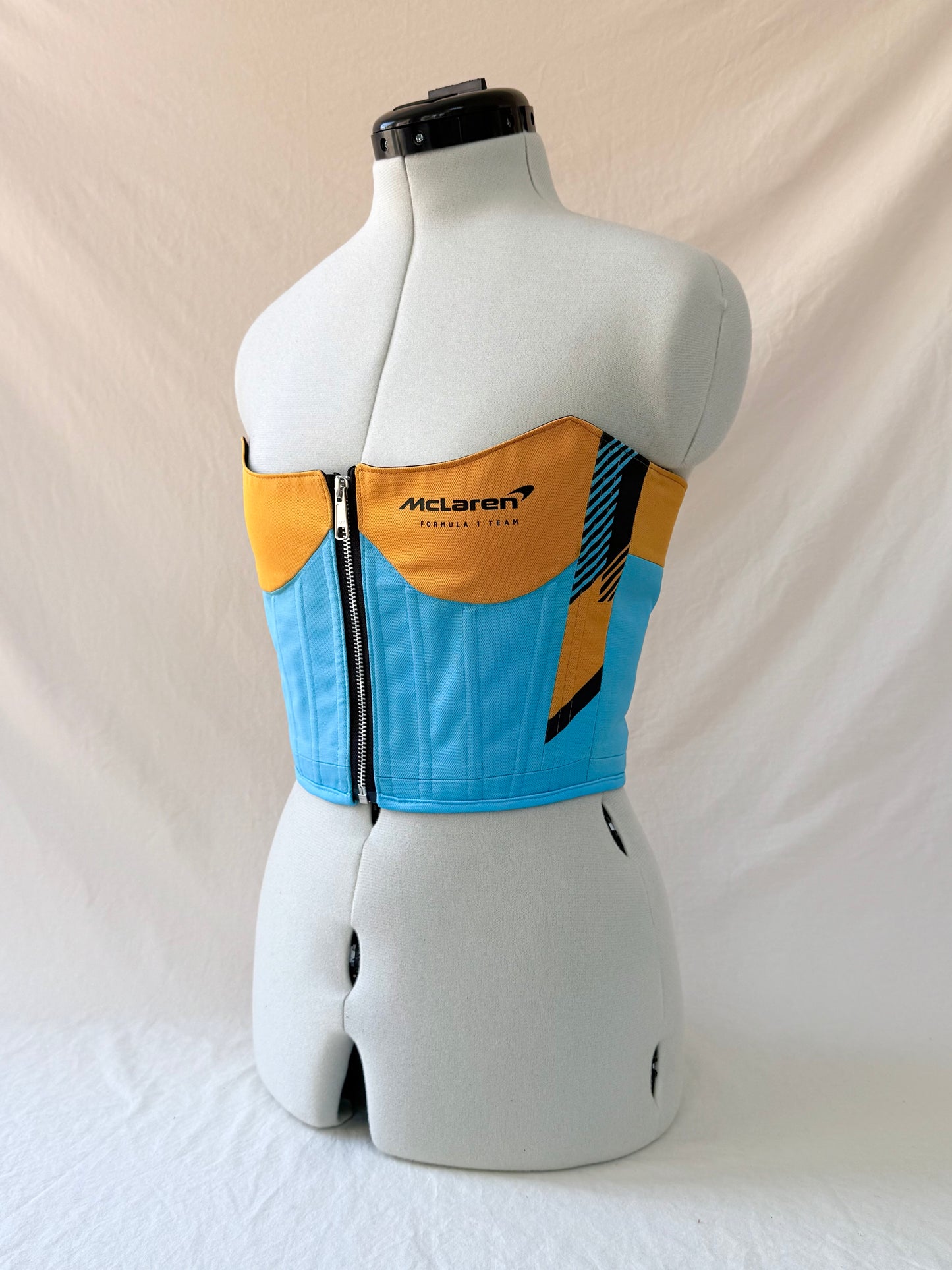 McLaren Reworked cropped back lacing corset with zip -XS