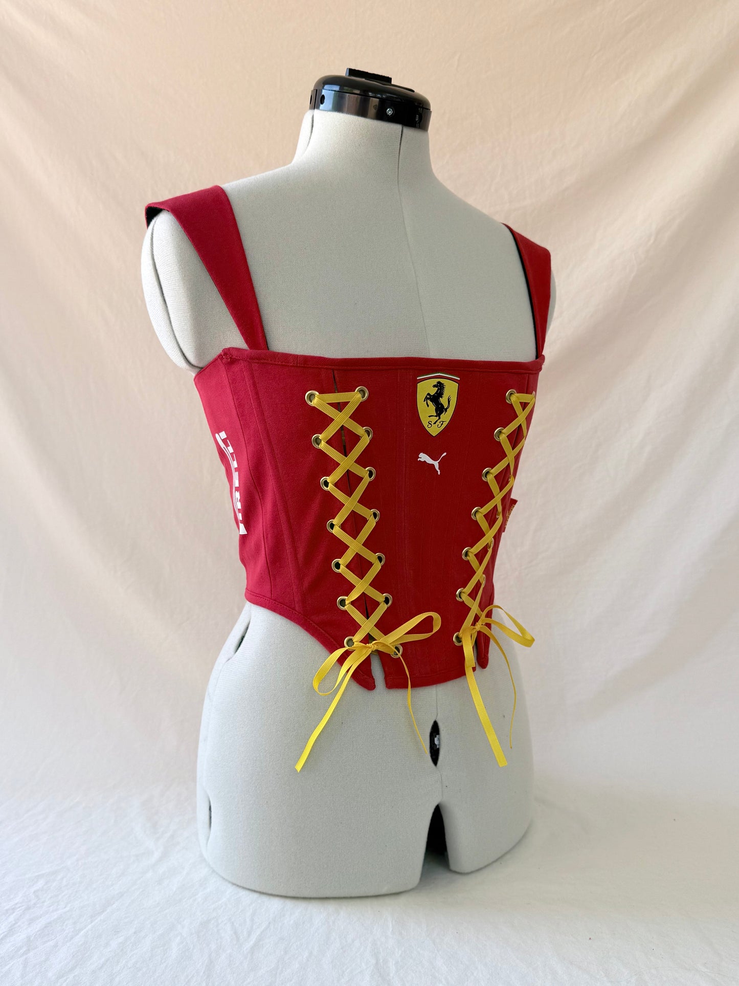 Ferrari Reworked cropped back lacing corset -XS
