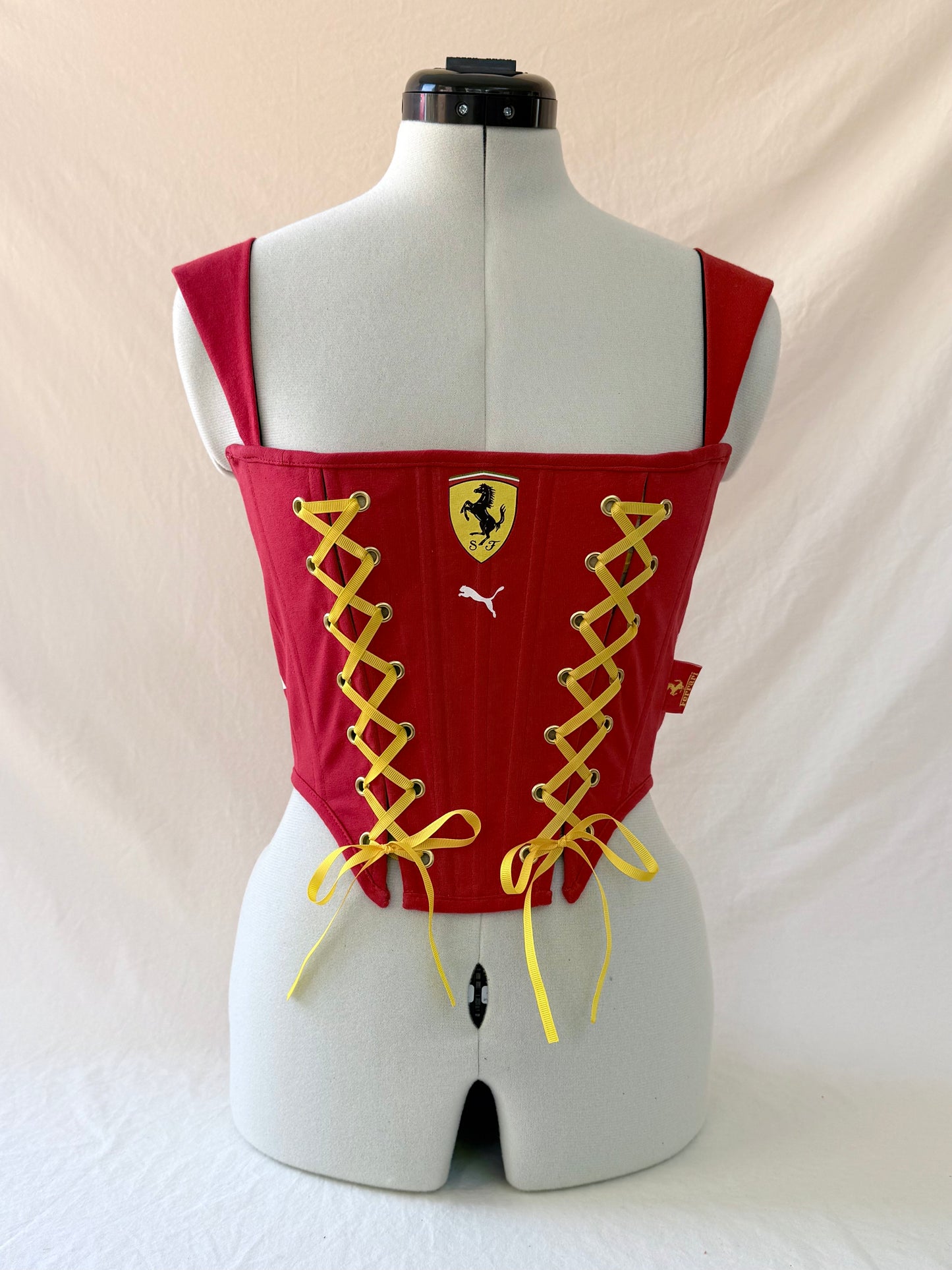 Ferrari Reworked cropped back lacing corset -XS