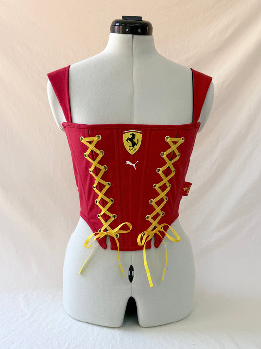 Ferrari Reworked cropped back lacing corset -XS