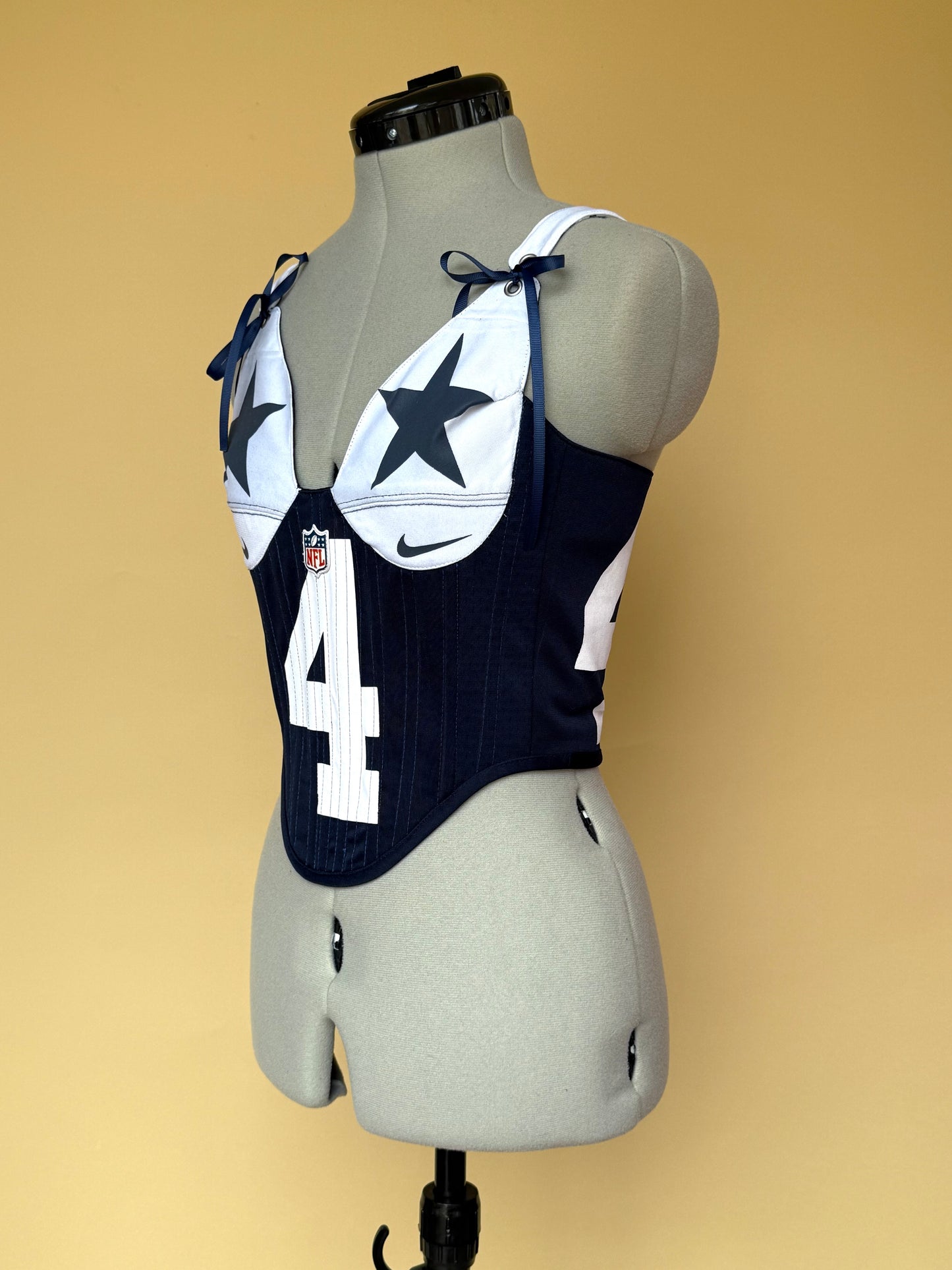 Reworked Dallas Cowboys cropped back lacing corset - XS
