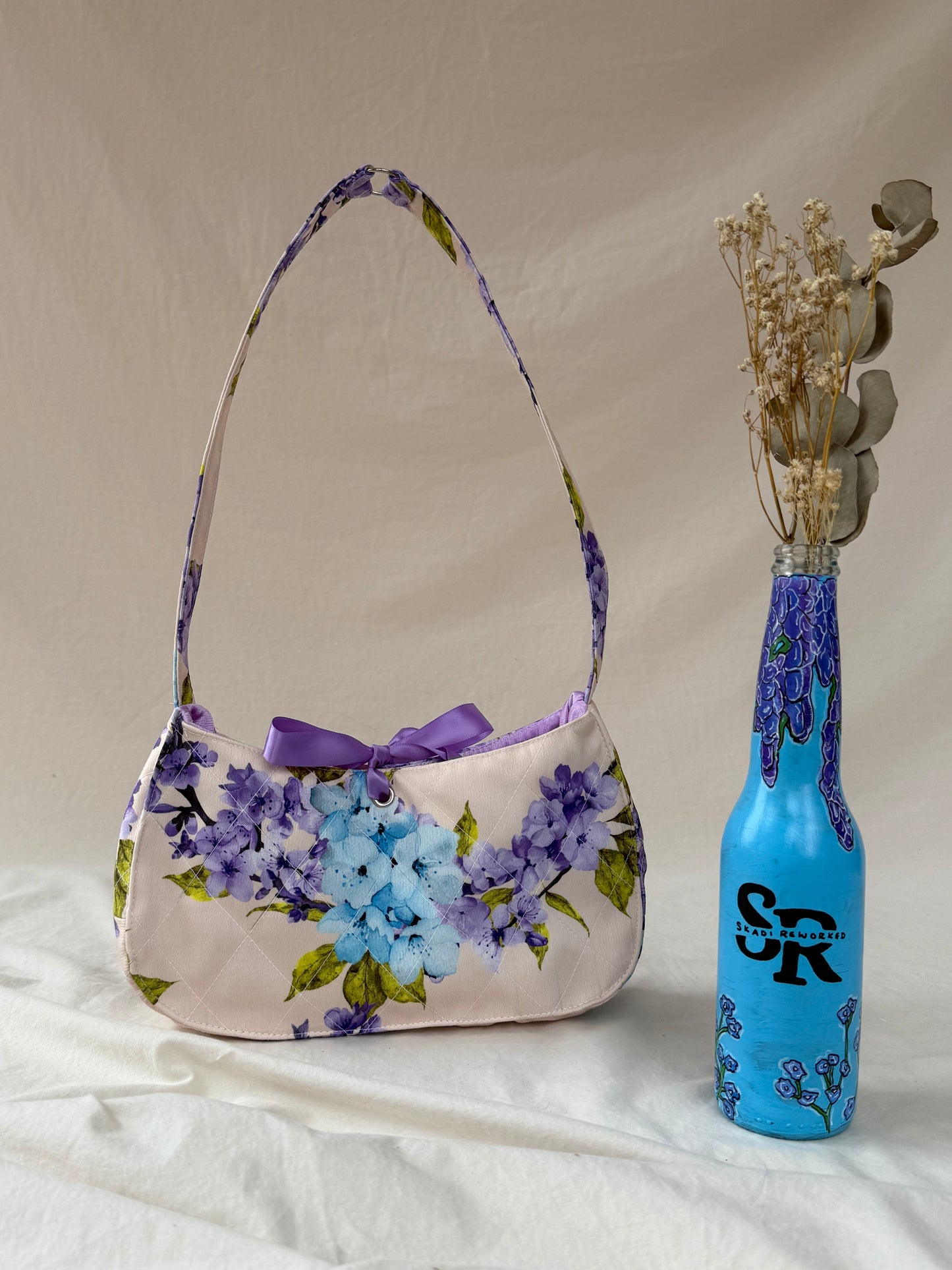 Reworked Floral Wisteria back lacing corset - XS/S