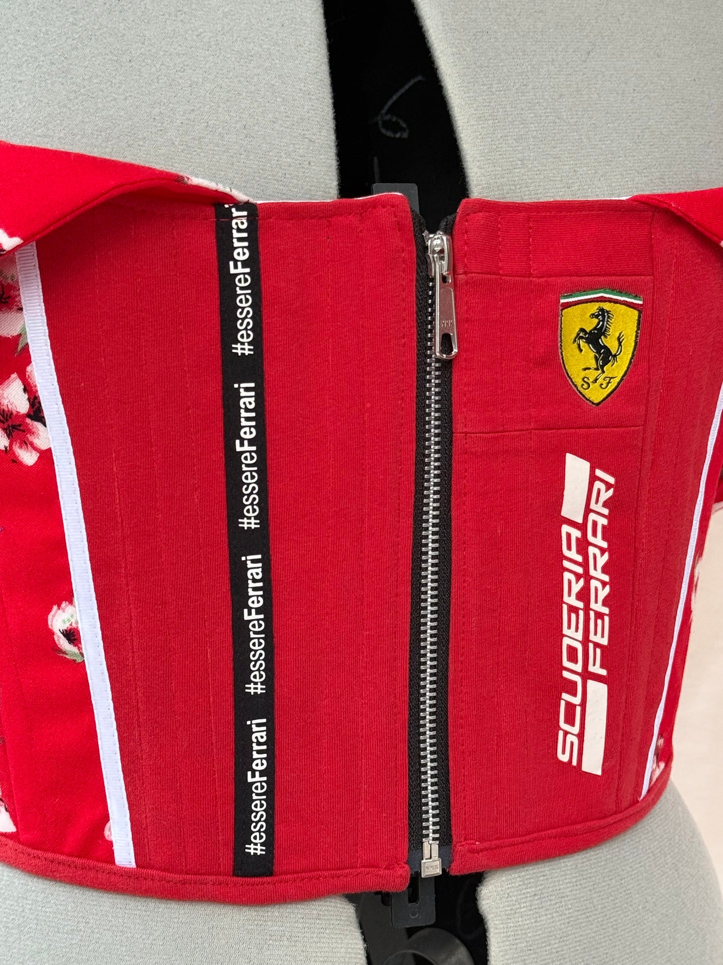 Reworked Ferrari floral off the shoulder corset - M/L