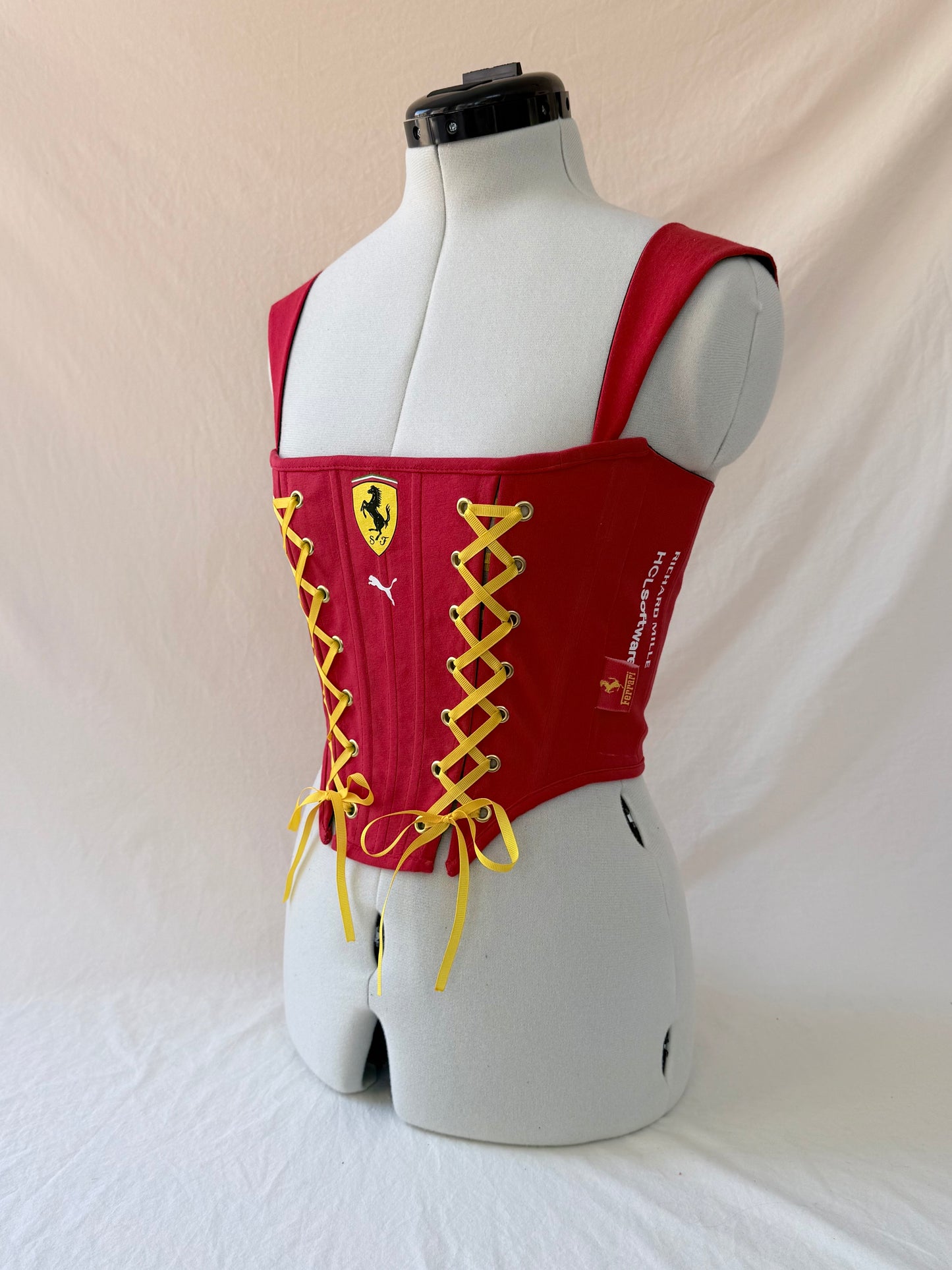 Ferrari Reworked cropped back lacing corset -XS