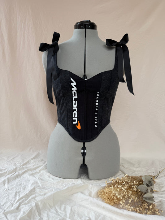 Reworked McLaren cropped back lacing corset - S