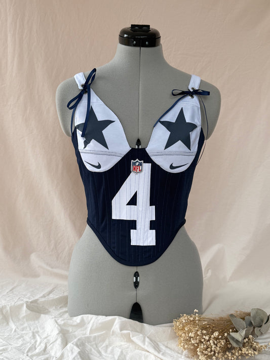 Reworked Dallas Cowboys cropped back lacing corset - XS