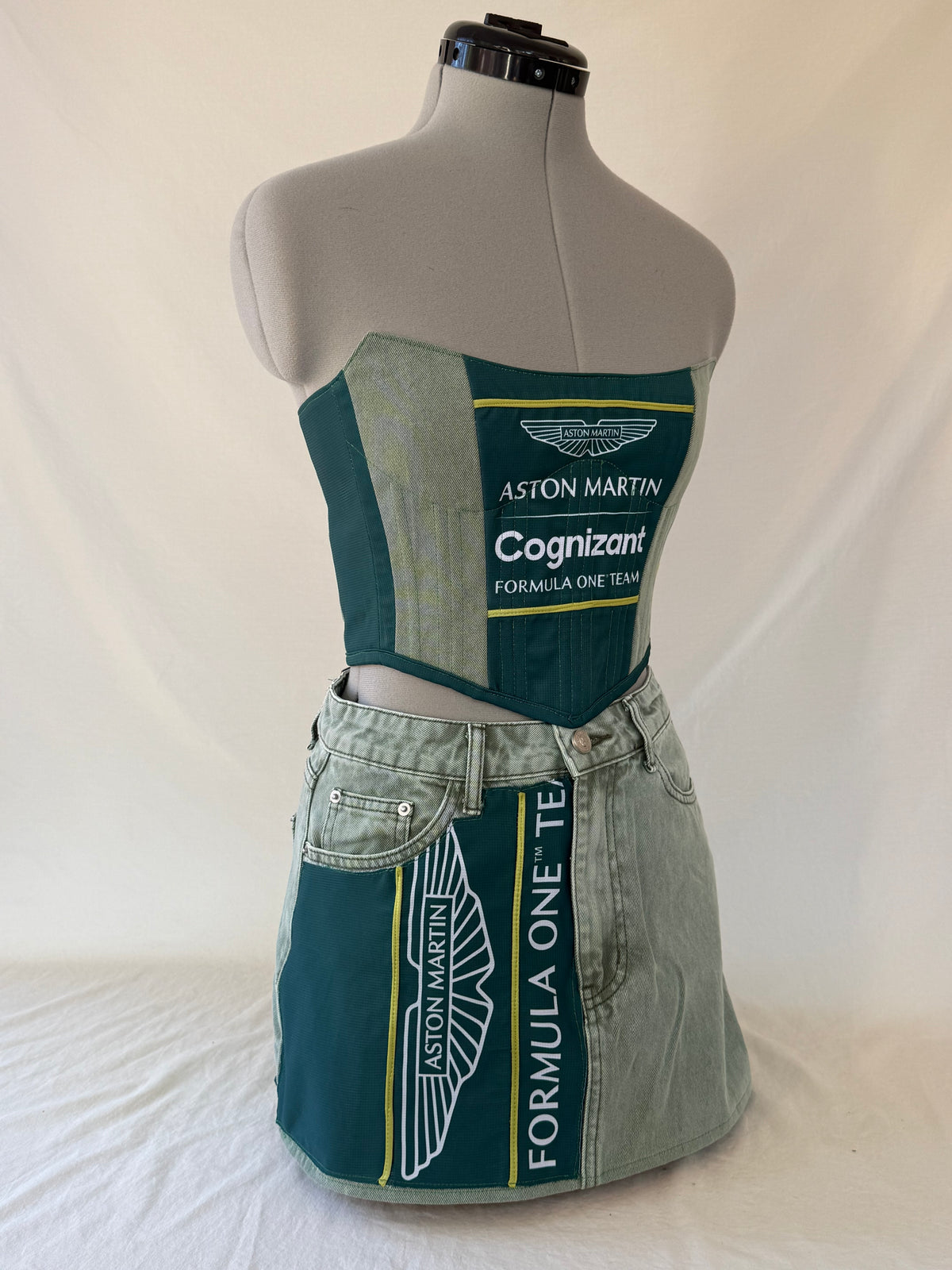 Reworked Aston Martin Corset and skirt set - XS