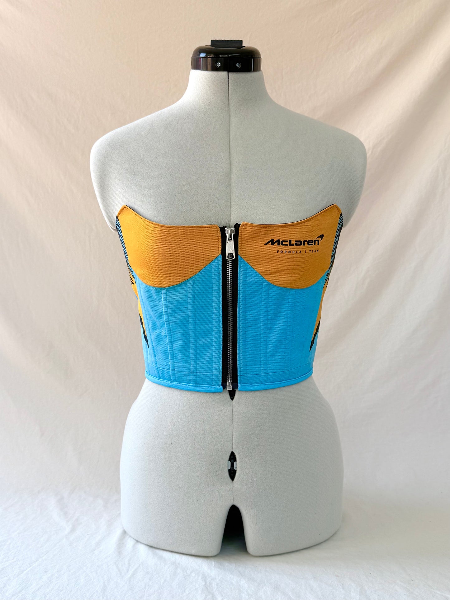 McLaren Reworked cropped back lacing corset with zip -XS