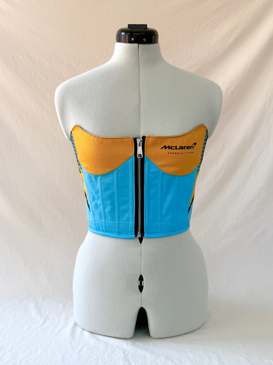 McLaren Reworked cropped back lacing corset with zip -XS