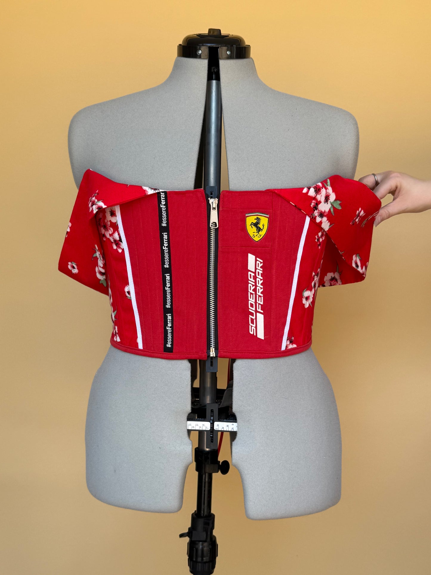 Reworked Ferrari floral off the shoulder corset with matching bag - M/L