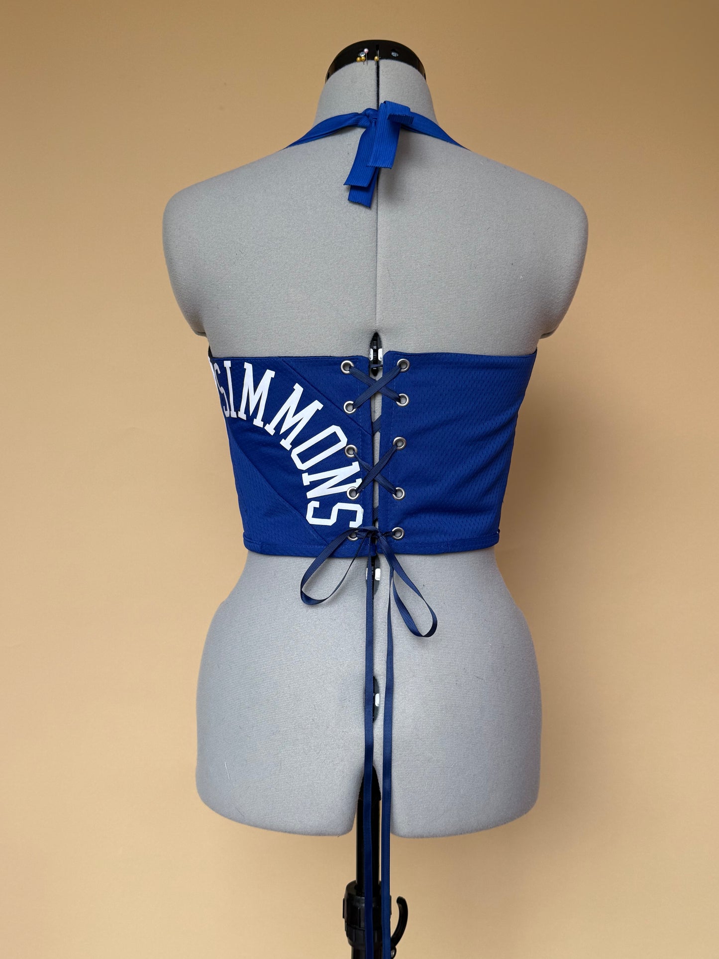 Reworked Philadelphia Phillies cropped back lacing corset - XS/S