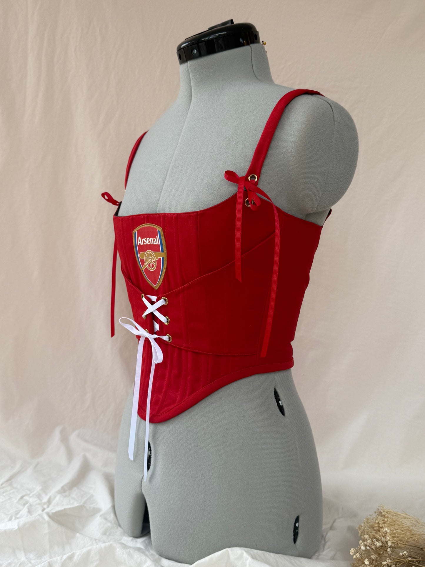 Reworked Arsenal cropped back lacing corset - XS