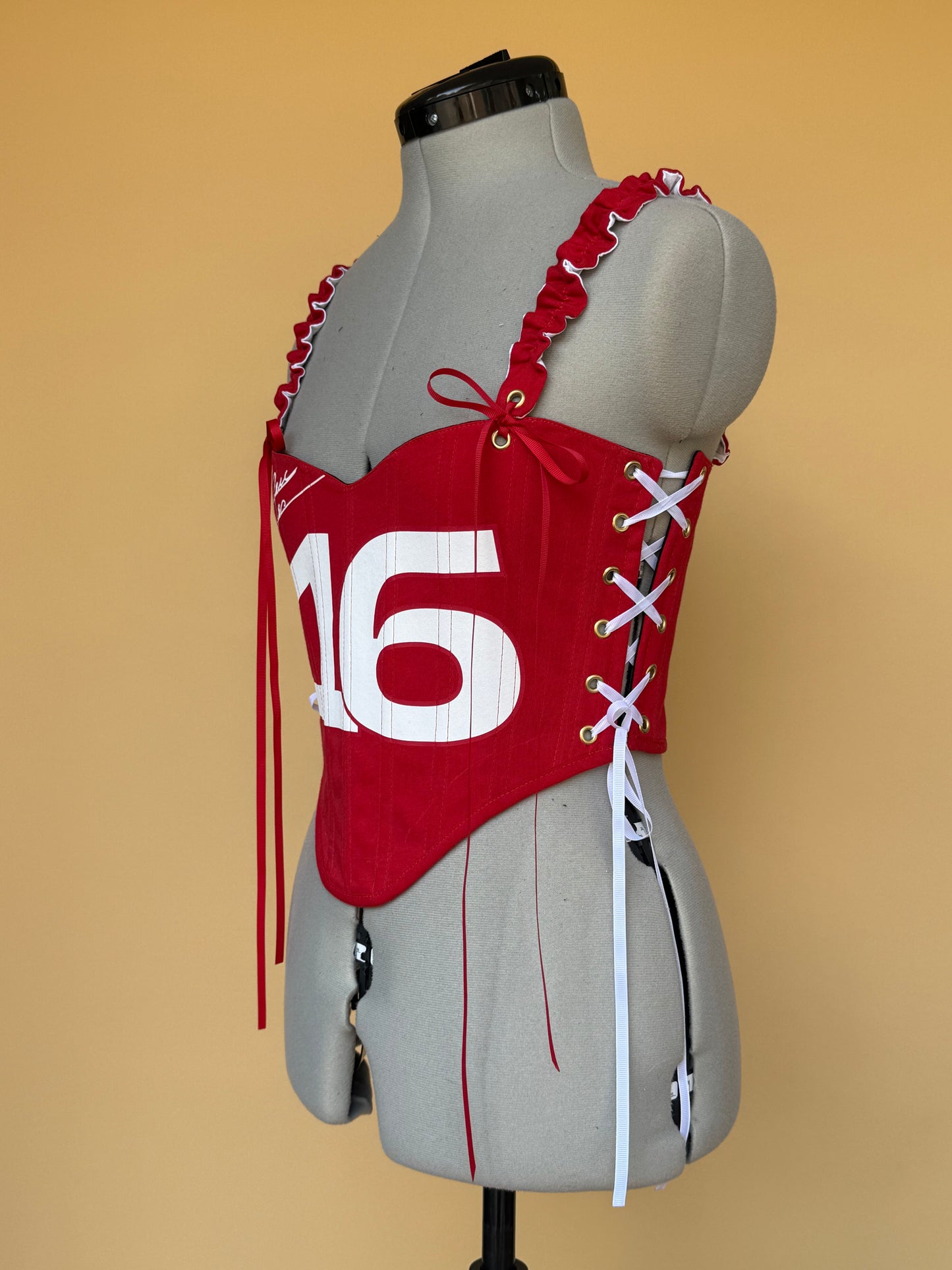 Reworked Charles Leclerc cropped side lacing corset - S