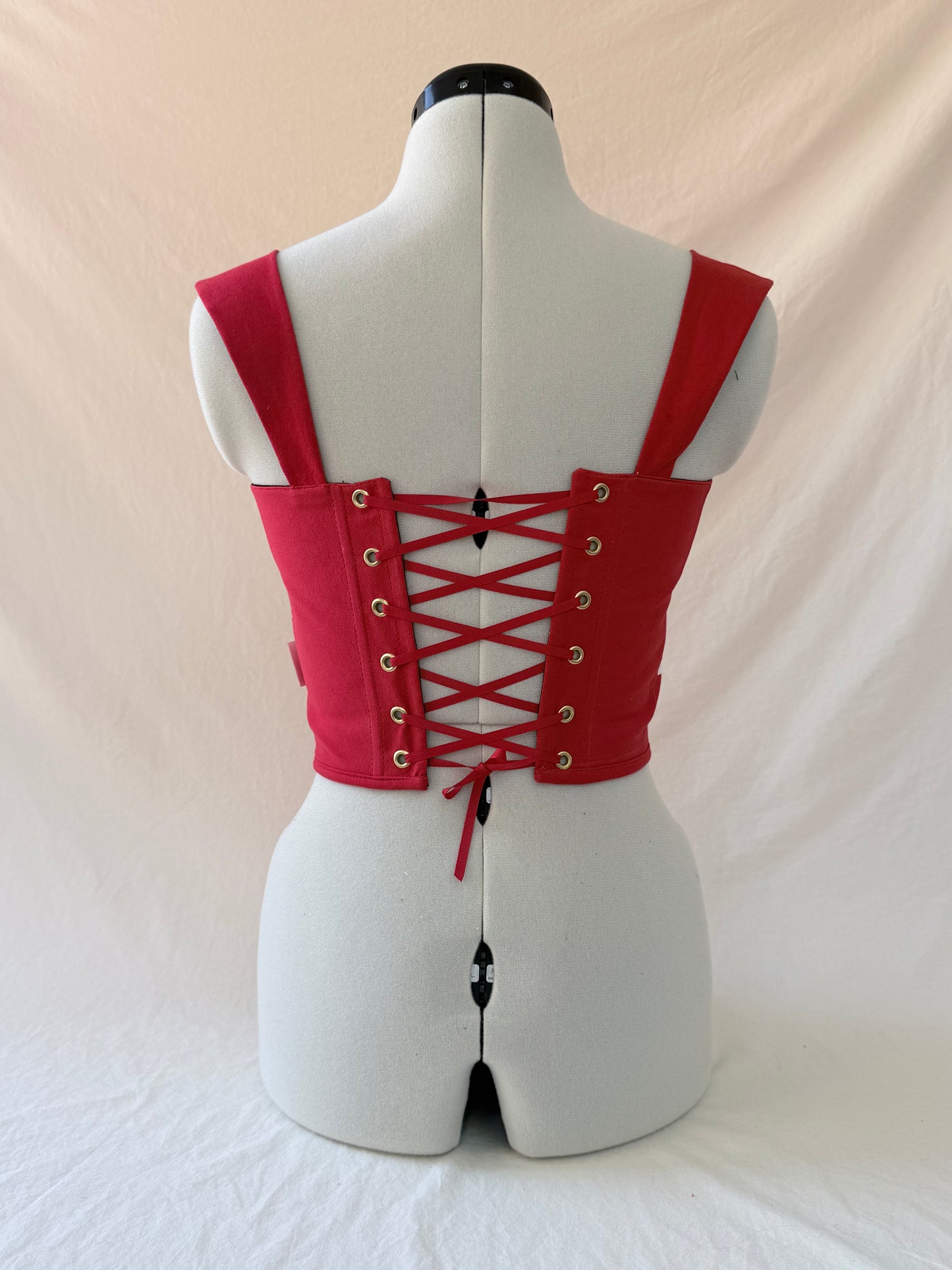 Ferrari Reworked cropped back lacing corset -XS