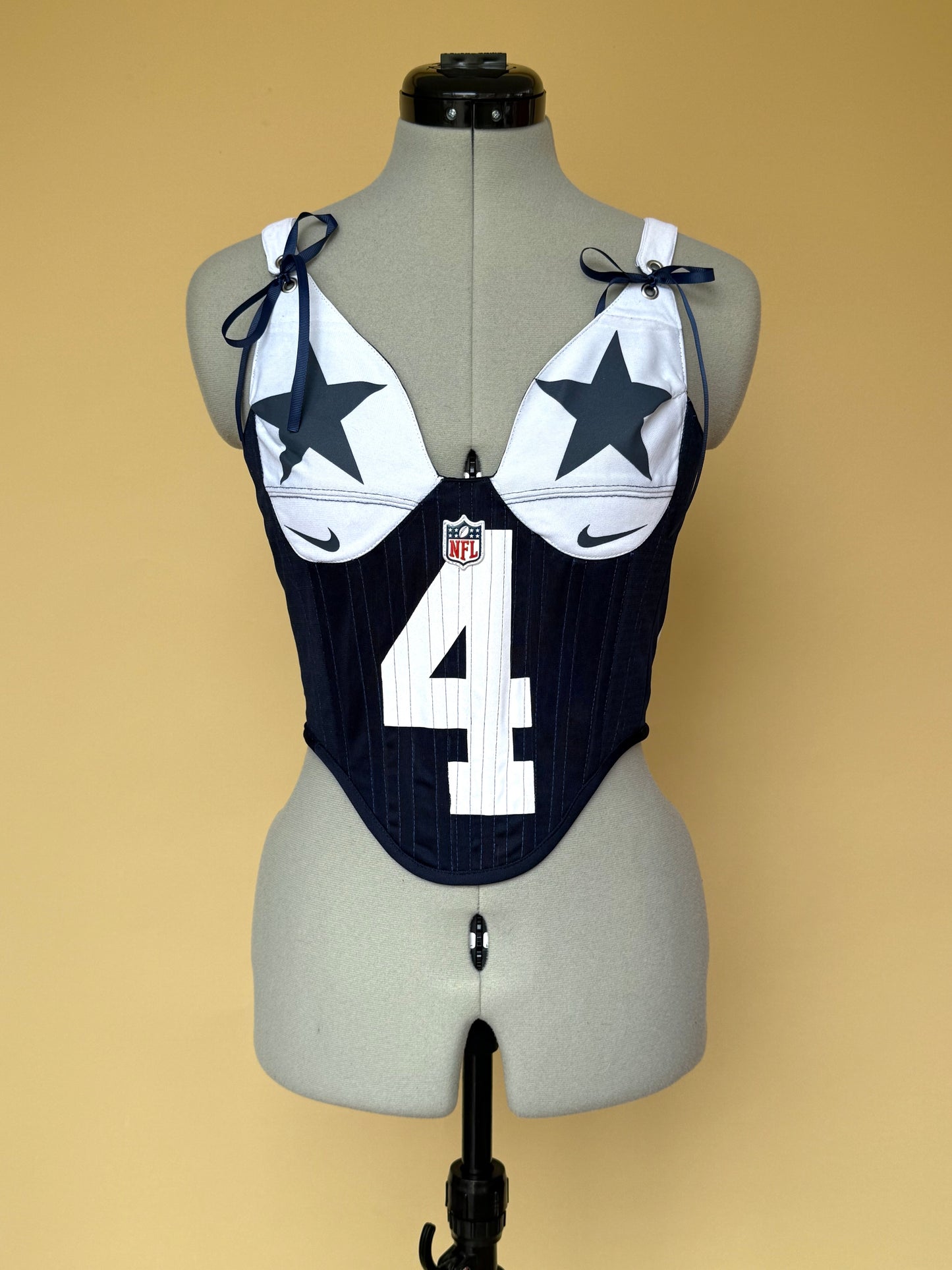 Reworked Dallas Cowboys cropped back lacing corset - XS