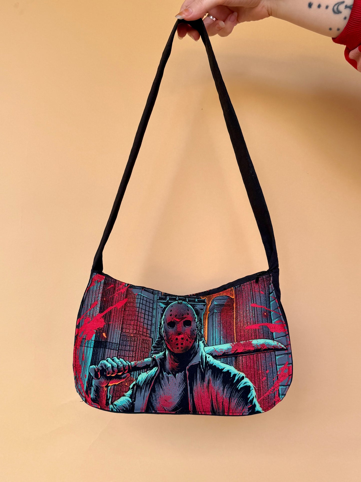 Reworked Friday the 13th shoulder bag sample