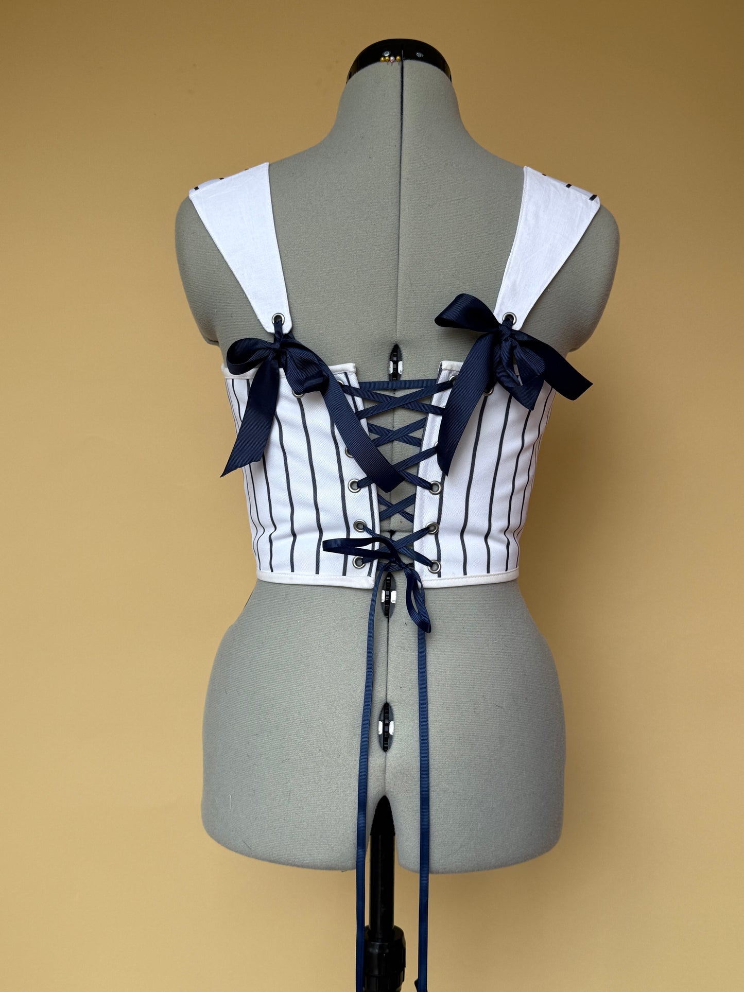 Reworked New York Yankees cropped back lacing corset with matching bag - XS/S
