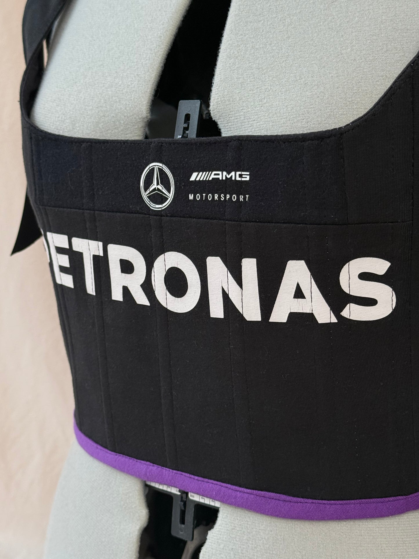 Reworked Mercedes black and purple cropped back lacing corset - M