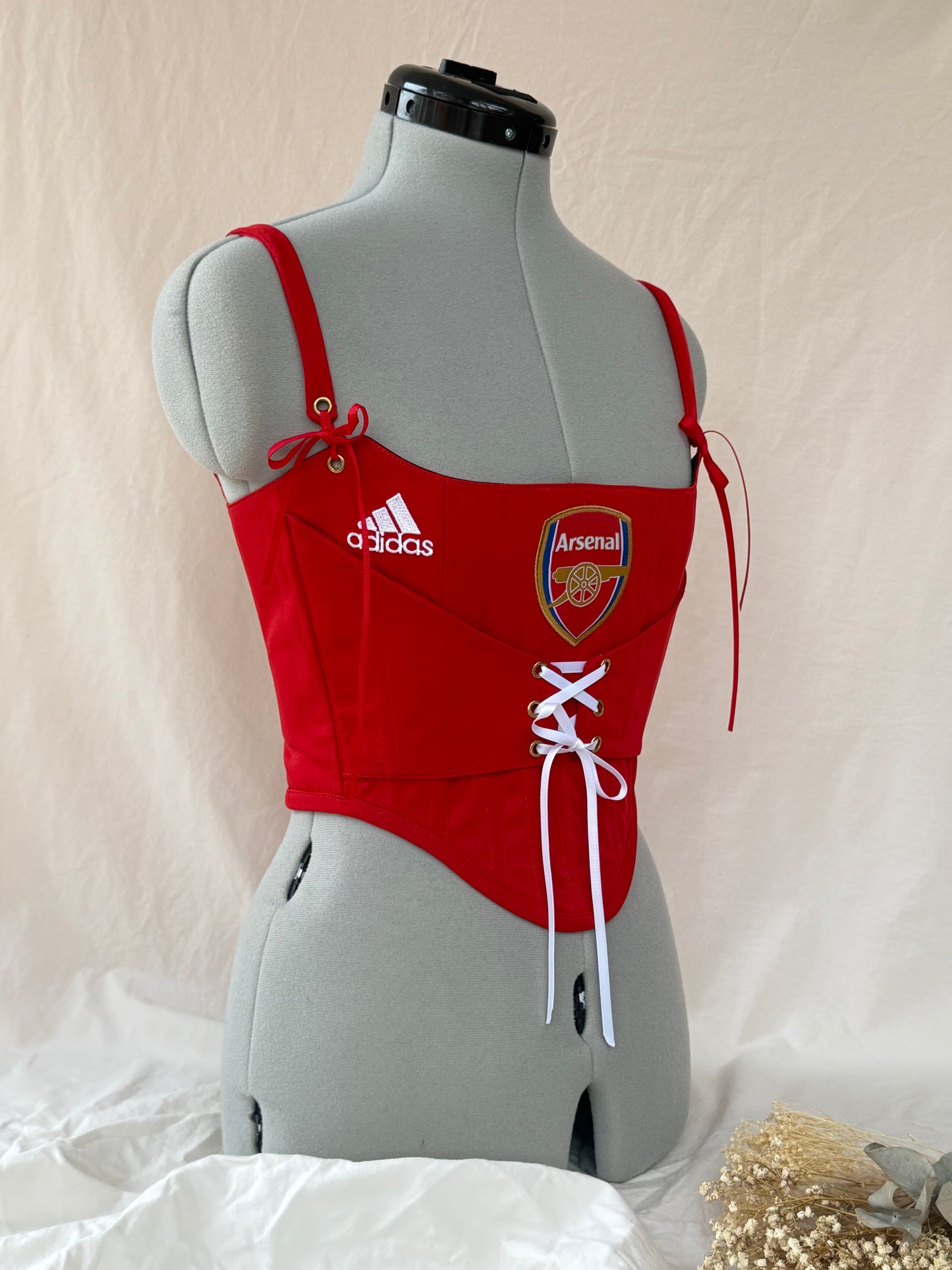 Reworked Arsenal cropped back lacing corset - XS