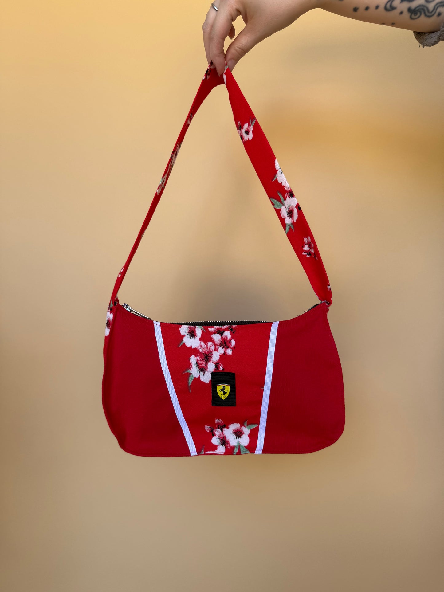 Reworked Ferrari floral off the shoulder corset with matching bag - M/L